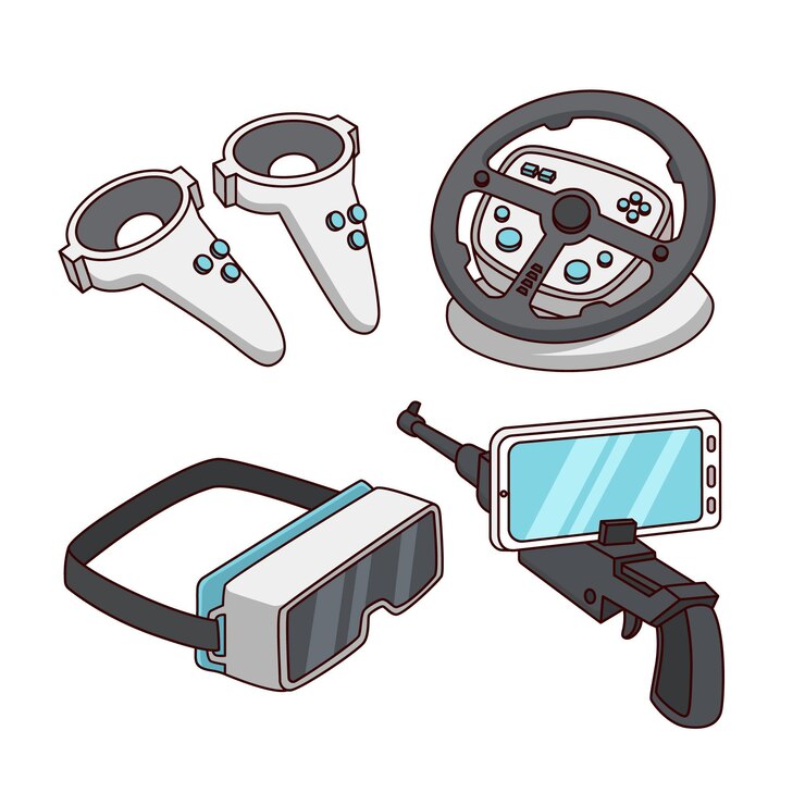 Vector Gratis set of virtual reality equipment elements