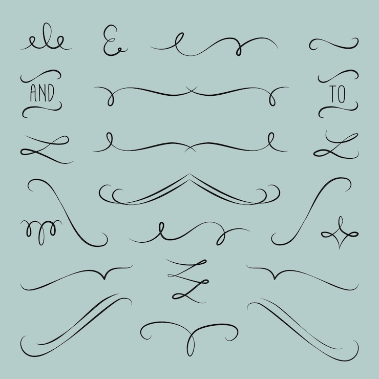 Vector Gratis set ornamen pernikahan kaligrafi