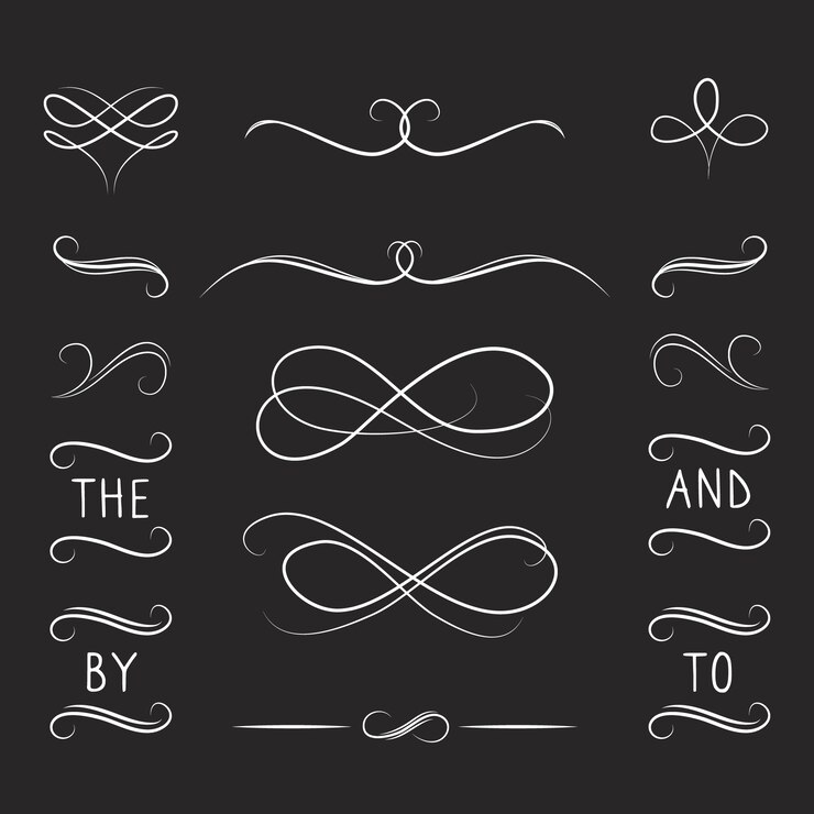 Vector Gratis set ornamen pernikahan kaligrafi