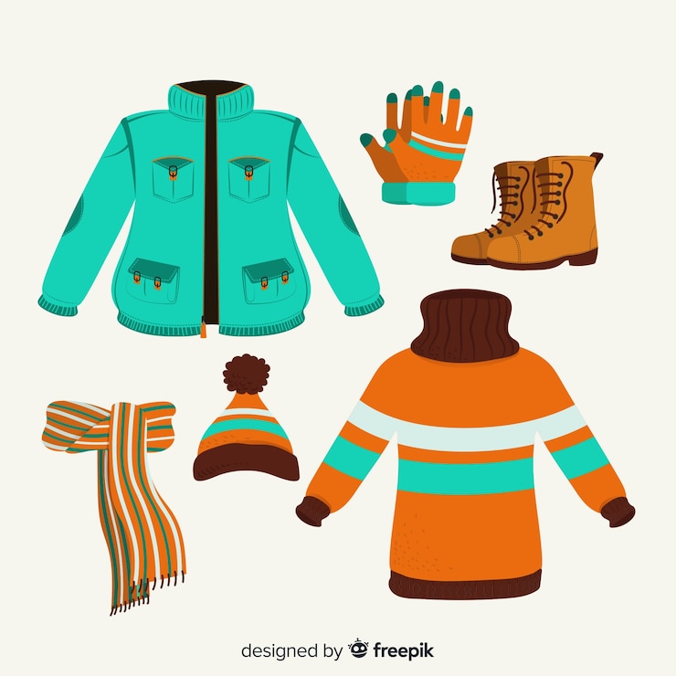 Vector Gratis set pakaian musim dingin