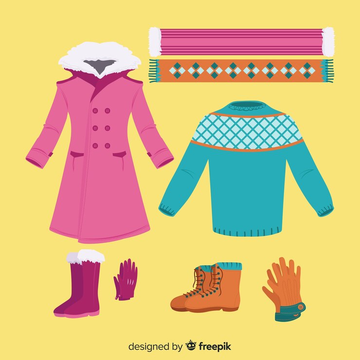 Vector Gratis set pakaian musim dingin