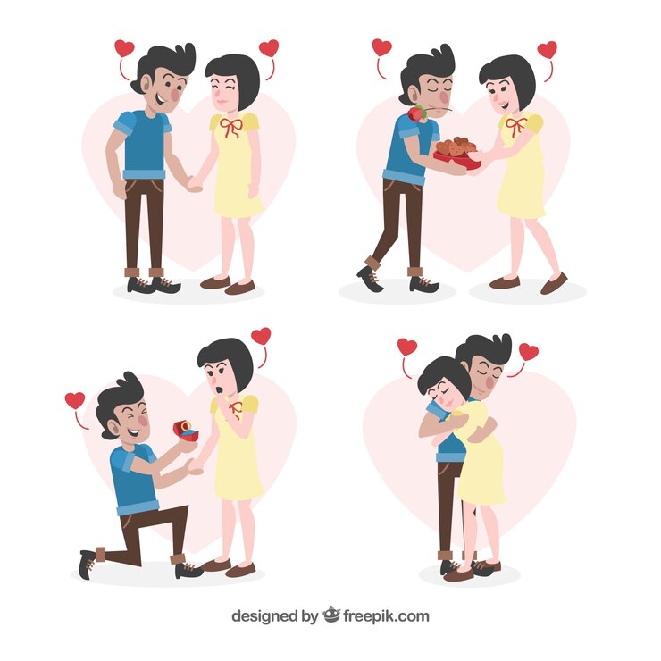 Vector Gratis set pasangan untuk valentine