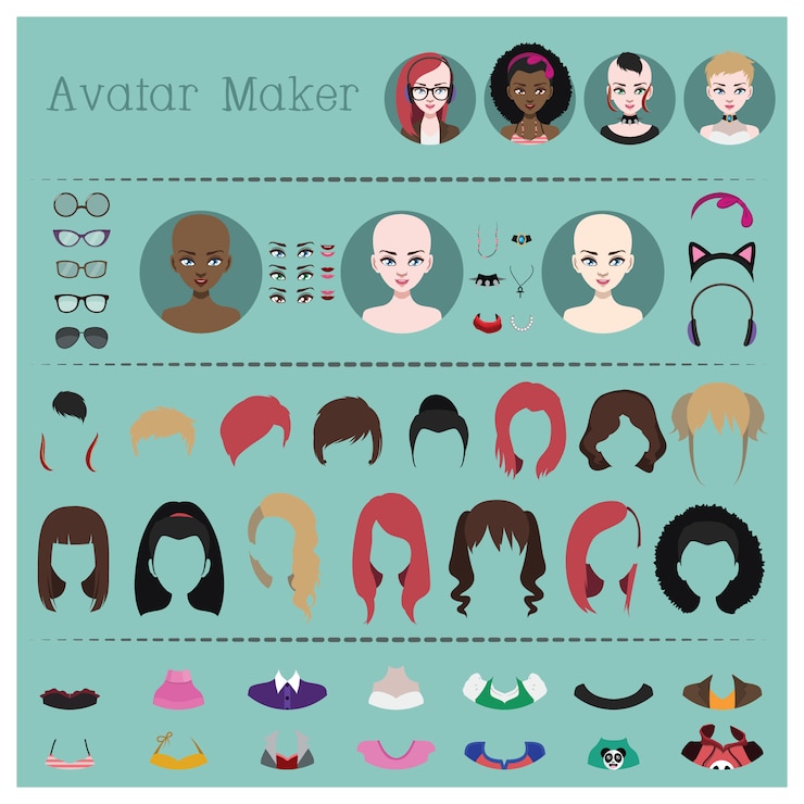 Vector Gratis set pembuat avatar