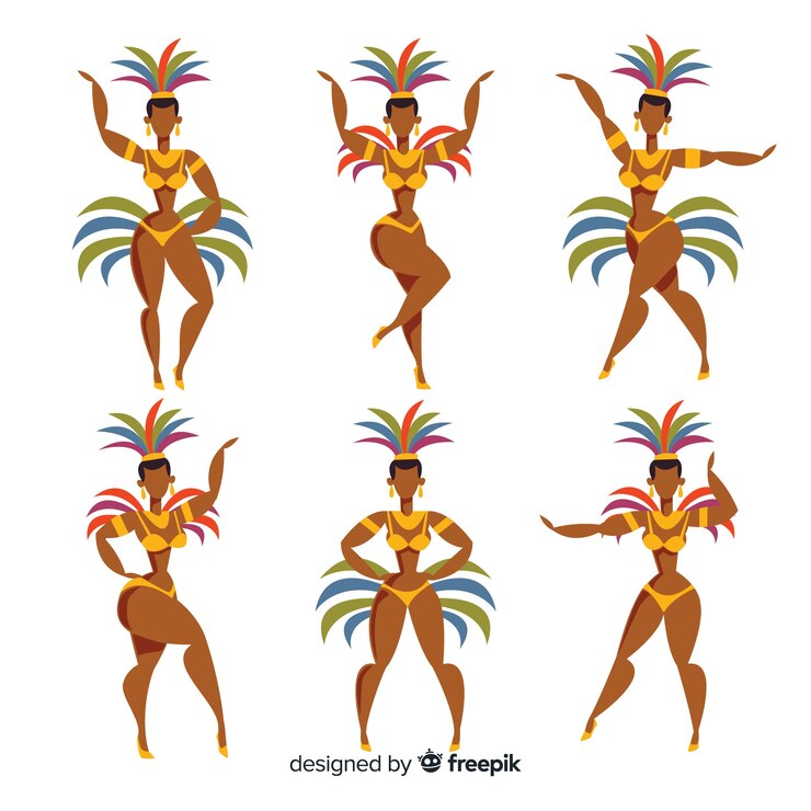 Vector Gratis set penari karnaval brasil digambar tangan