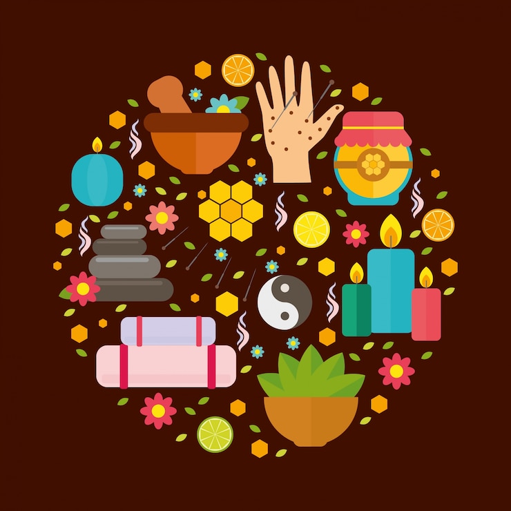Vector Gratis set pengobatan alternatif