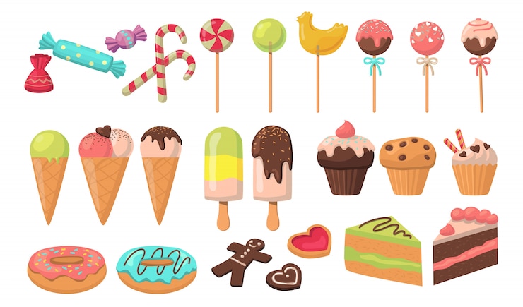 Vector Gratis set permen warna-warni yang lezat