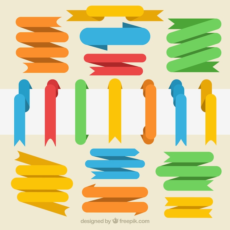 Vector Gratis set pita warna bundar