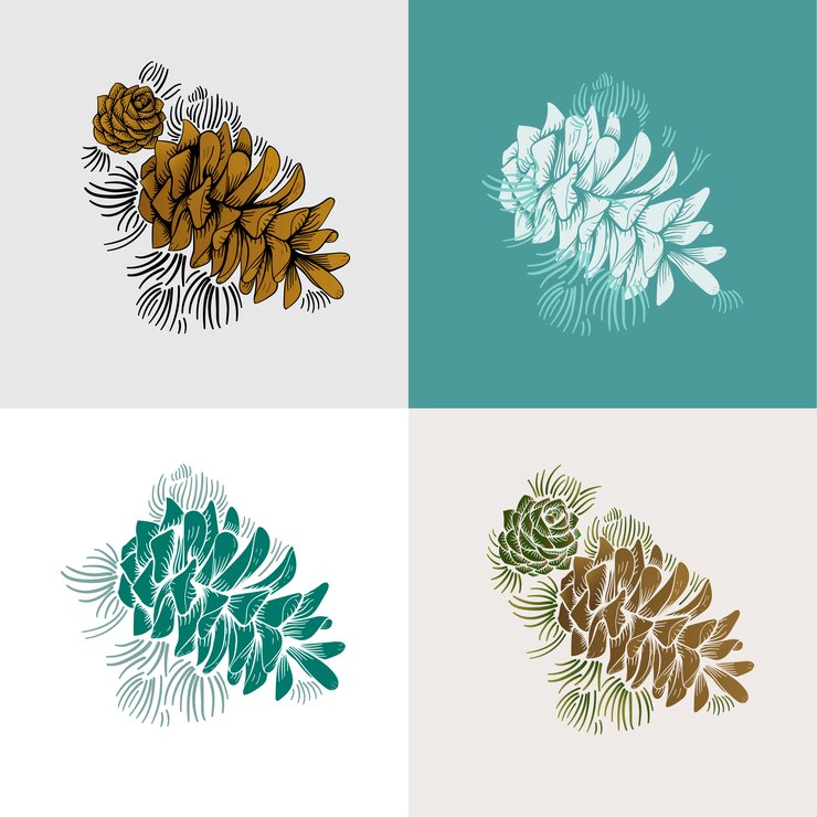 Vector Gratis set pohon pinus