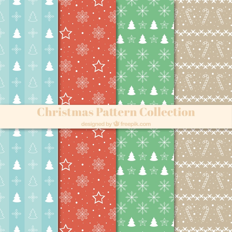 Vector Gratis set pola natal dalam gaya retro