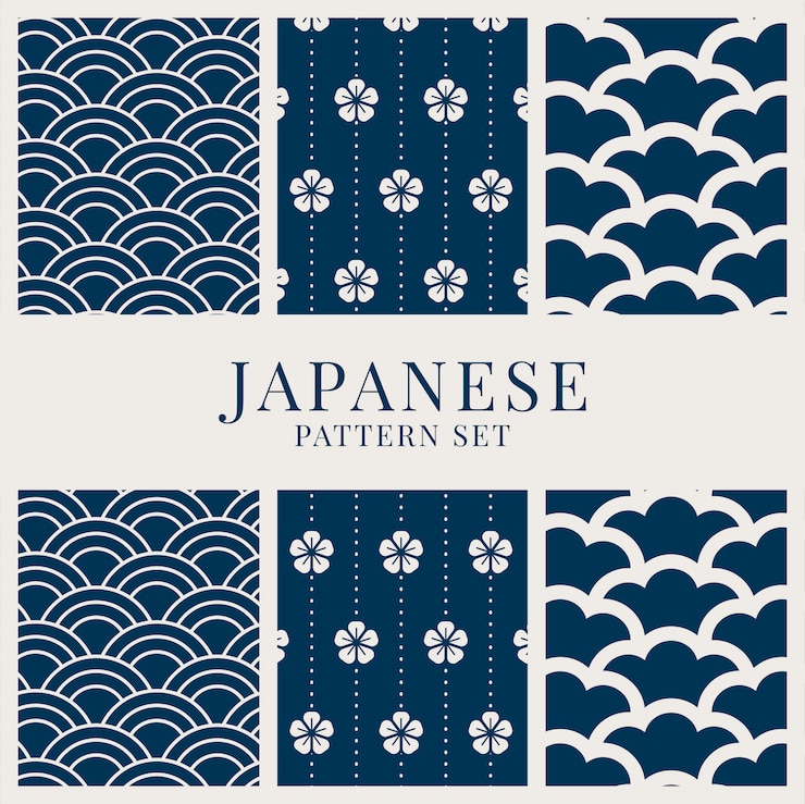 Vector Gratis set pola terinspirasi jepang