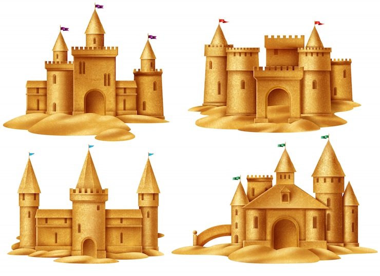 Vector Gratis set realistis istana pasir