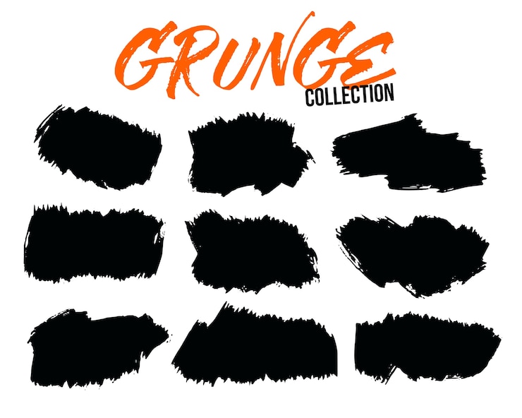 Vector Gratis set sembilan sapuan kuas cipratan grunge abstrak