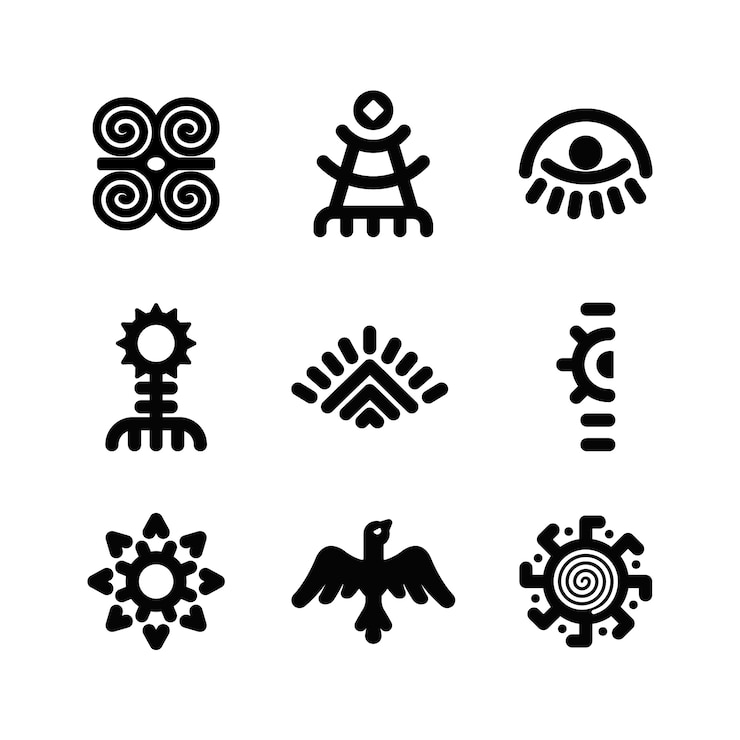 Vector Gratis set simbol aztec desain datar