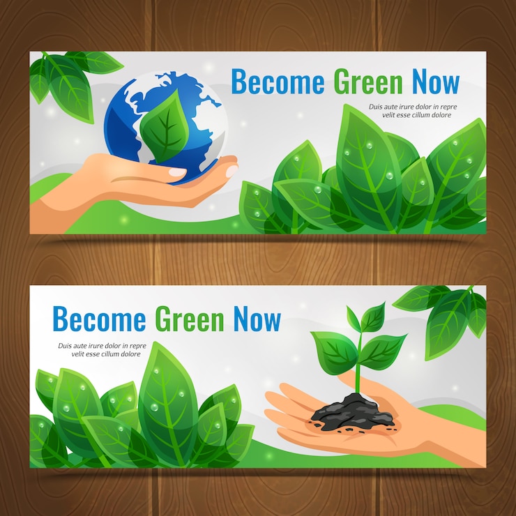 Vector Gratis set spanduk horizontal ekologi