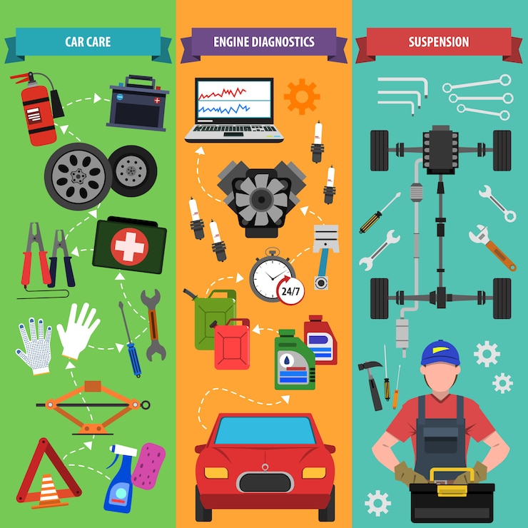 Vector Gratis set spanduk layanan mobil