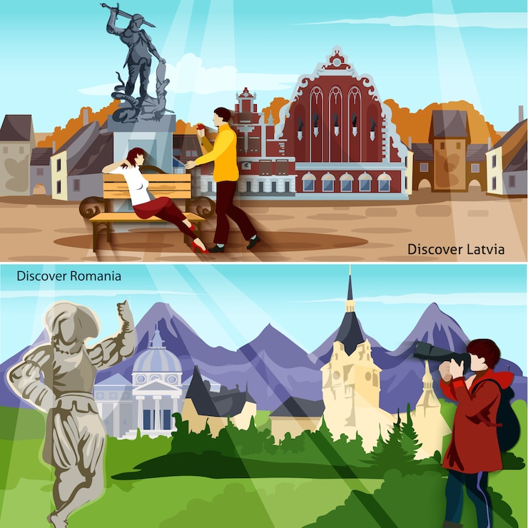 Vector Gratis set spanduk negara-negara eropa