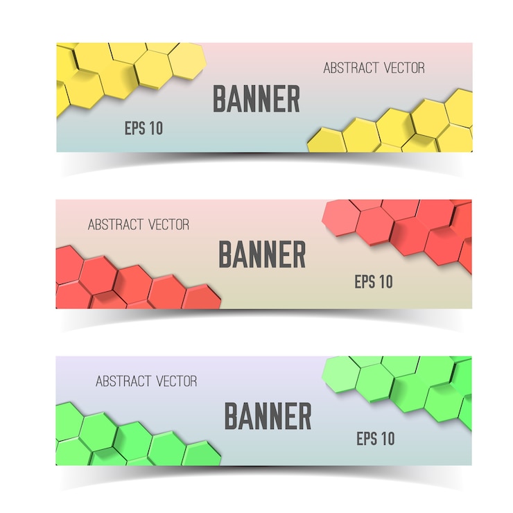 Vector Gratis set spanduk sarang lebah horizontal