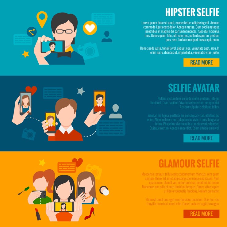 Vector Gratis set spanduk selfie