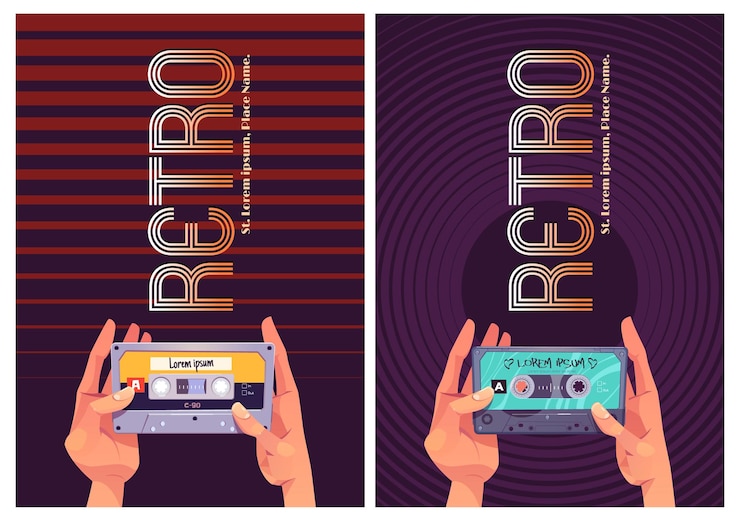 Vector Gratis set spanduk tari retro