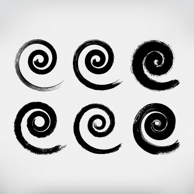 Vector Gratis set spiral lukisan tangan
