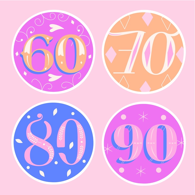 Vector Gratis set stiker angka hari jadi