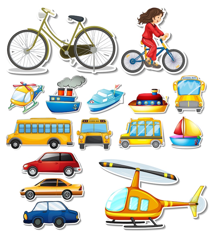 Vector Gratis set stiker kendaraan yang berbeda