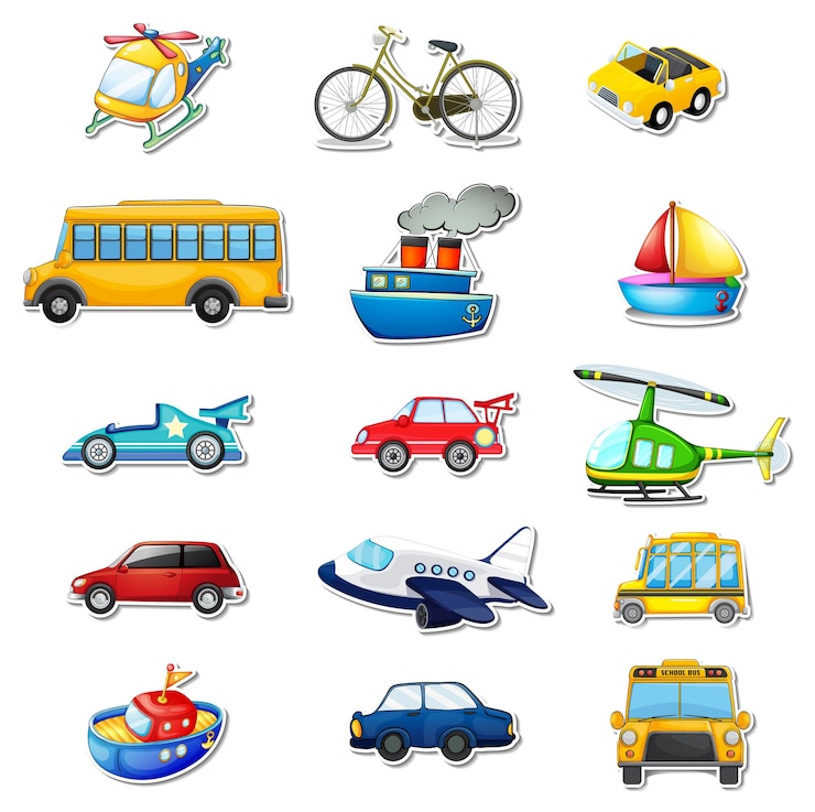 Vector Gratis set stiker kendaraan yang berbeda