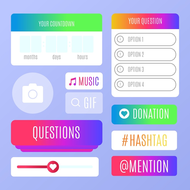 Vector Gratis set stiker polling instagram