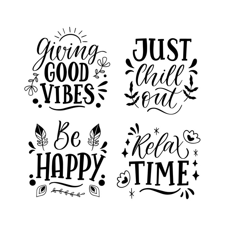 Vector Gratis set stiker tulisan hitam chill out