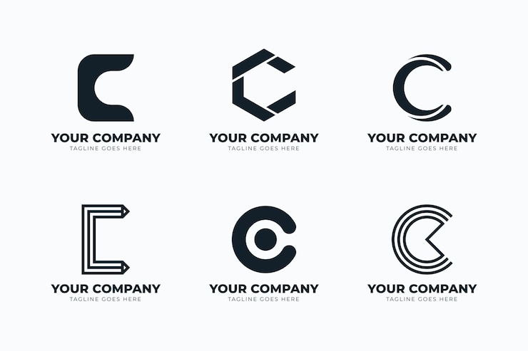 Vector Gratis set templat logo c desain datar