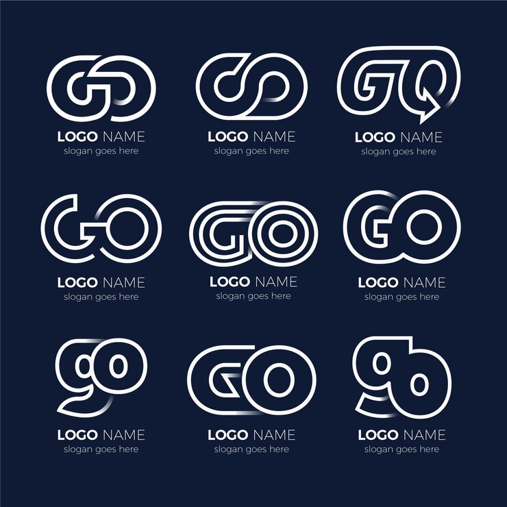 Vector Gratis set templat logo go datar linier