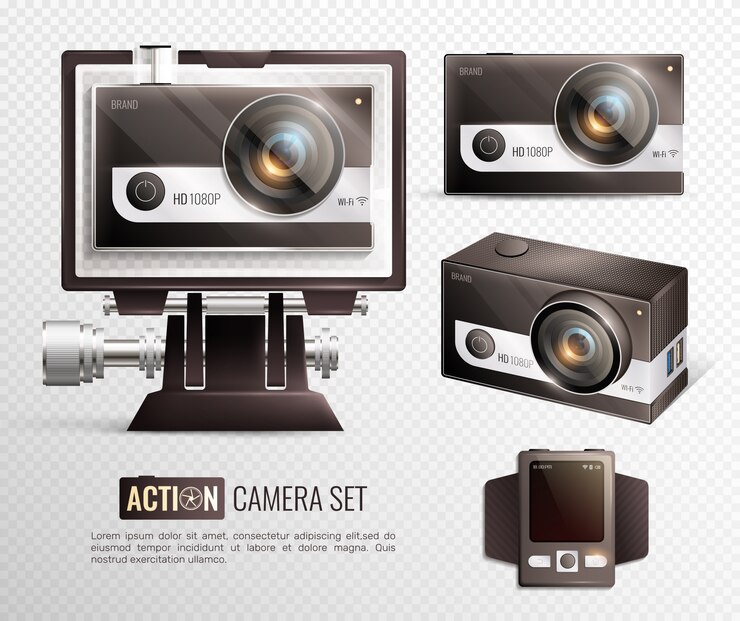 Vector Gratis set transparan kamera aksi