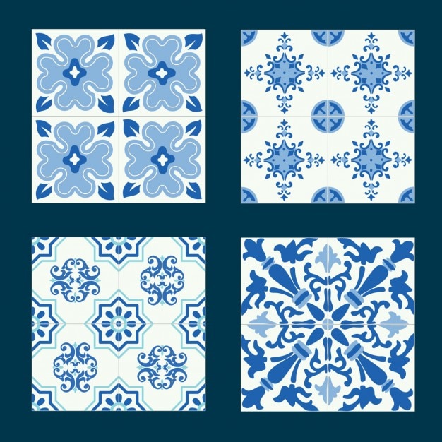 Vector Gratis set ubin bentuk biru