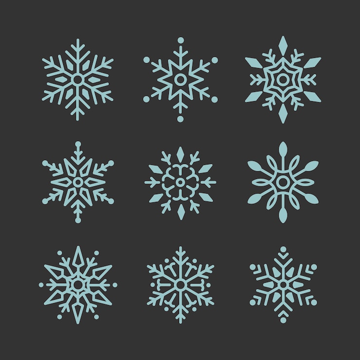 Vector Gratis set vektor desain natal kepingan salju
