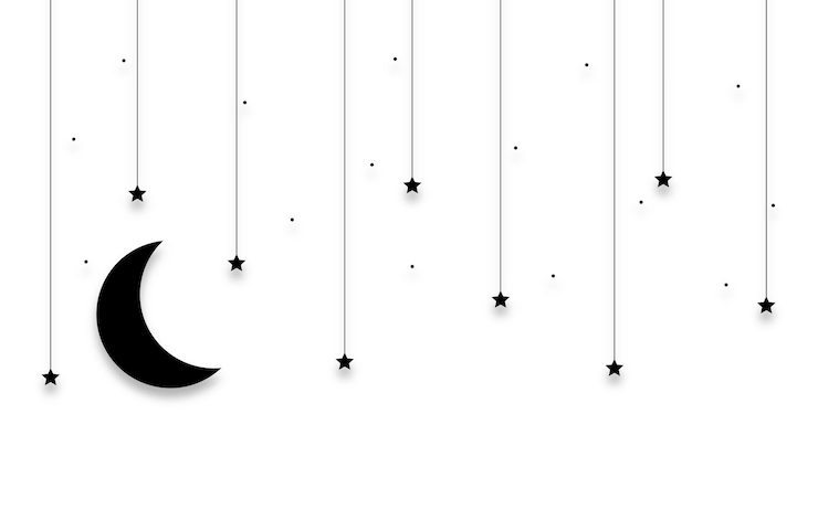 Vector Gratis setengah bulan dan bintang elegan dalam gaya gantung