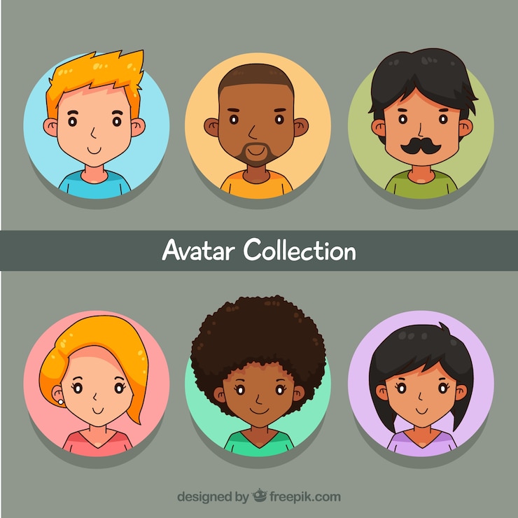 Vector Gratis several avatars of hand drawn women and men 