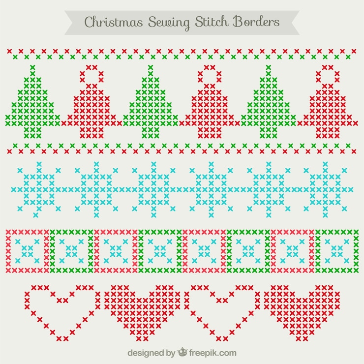 Vector Gratis sewing stich borders christmas decoration