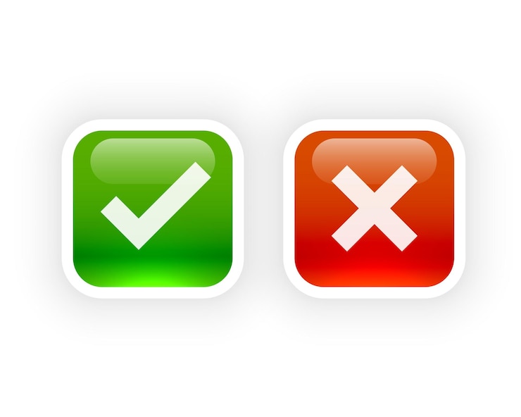 Vector Gratis shiny button style check mark and cross symbols