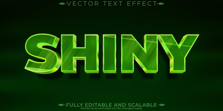 Vector Gratis shiny editable text effect editable green and glory text style
