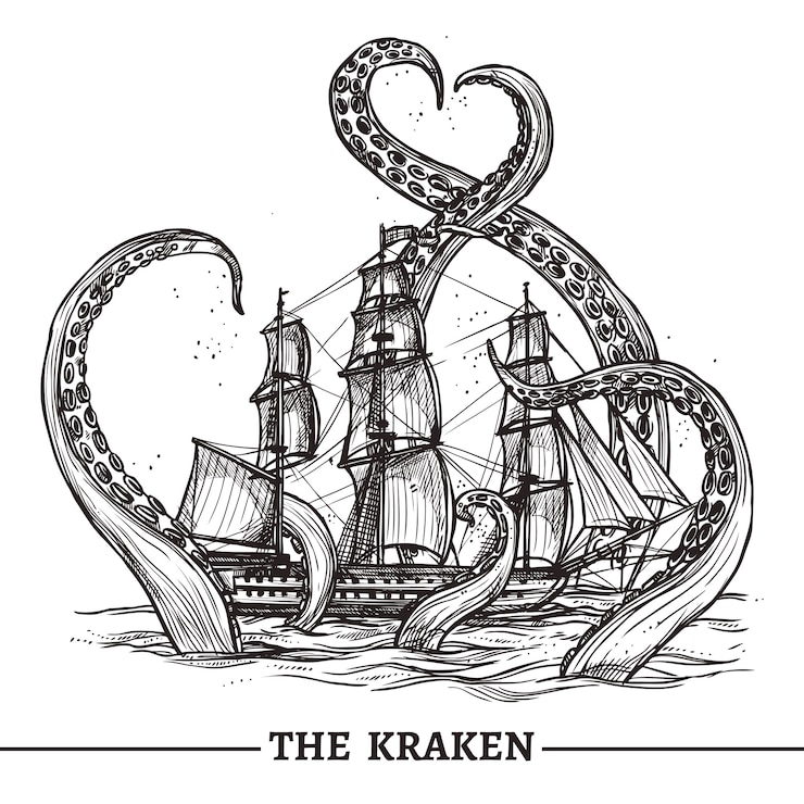 Vector Gratis ship and octopus
