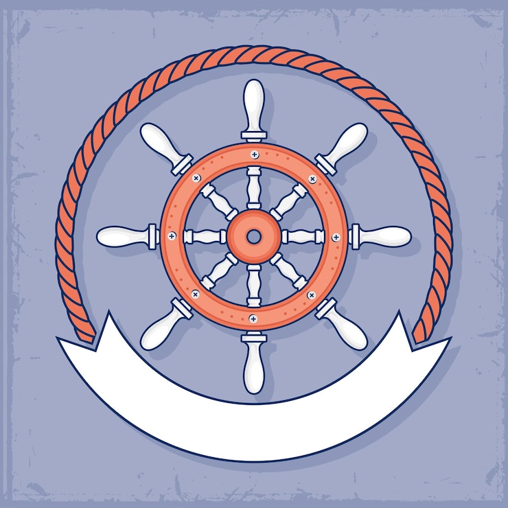 Vector Gratis ship rudder with rope frame