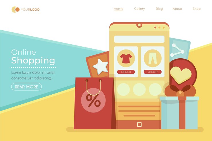 Vector Gratis shopping online landing page in flat design