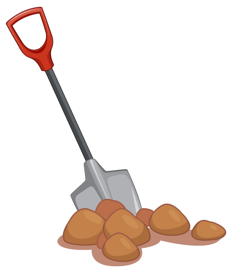 Vector Gratis shovel and rocks illustration