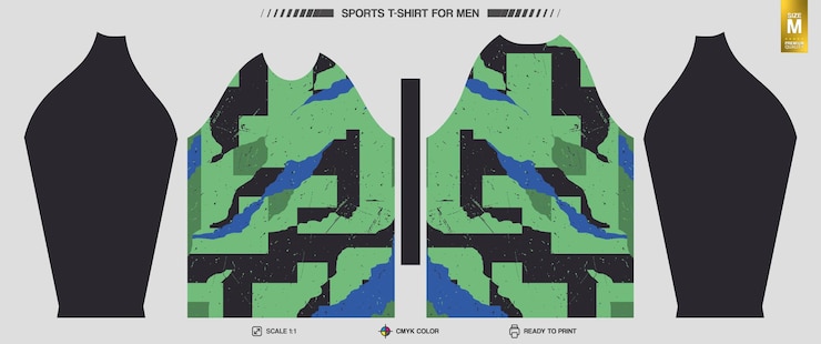 Vector Gratis siap untuk mencetak kaos olahraga pola pakaian latihan dan training