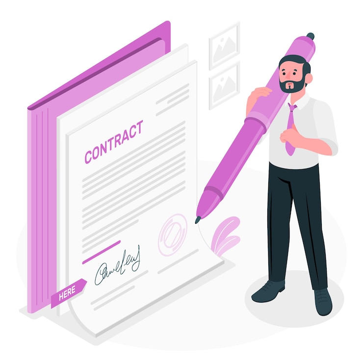 Vector Gratis signing a contract concept illustration