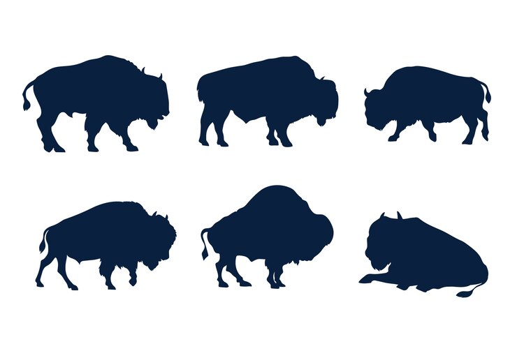 Vector Gratis siluet bison yang digambar tangan