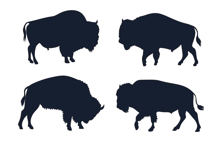Vector Gratis siluet bison yang digambar tangan