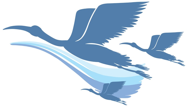 Vector Gratis siluet burung bangau terbang