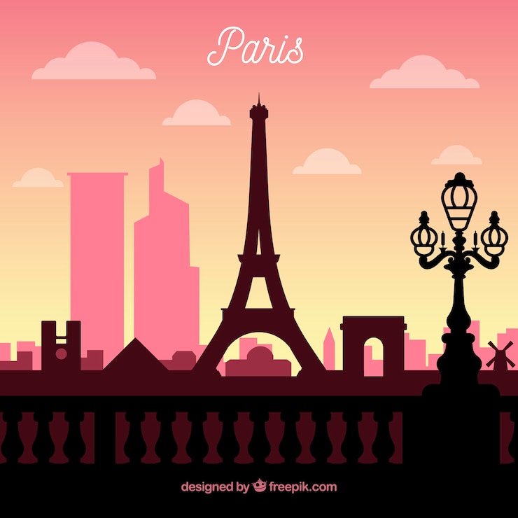 Vector Gratis siluet cakrawala kota paris