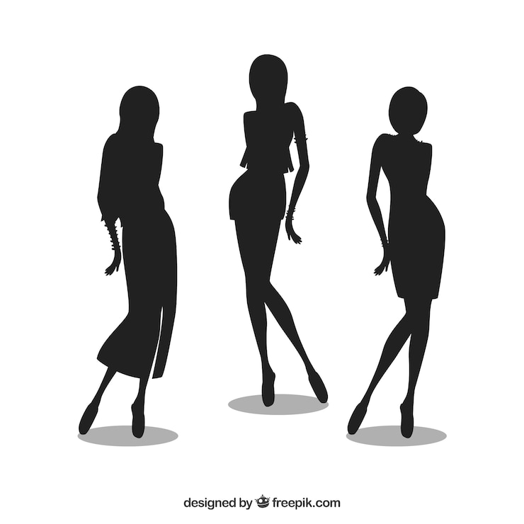 Vector Gratis siluet gadis-gadis fashion